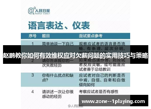 赵鹏教你如何有效维权应对欠薪问题的实用技巧与策略